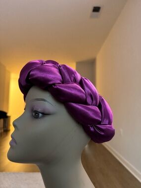 Purple Satin Braided Headband Turban - Women Accessories